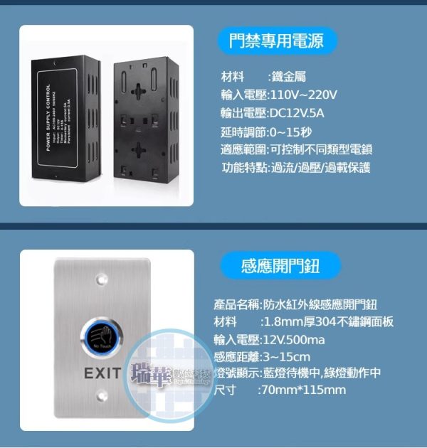 門禁專用電源與不鏽鋼開門鈕介紹